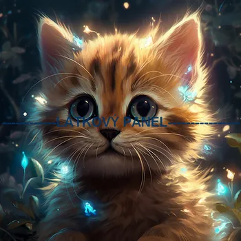 Látkový panel - Kočka - KČ-135 Velikost: 30x30cm, Materiál: Bavlna