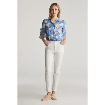 Dámské džíny DŽÍNY GANT SLIM CROPPED WHITE JEANS EGGSHELL