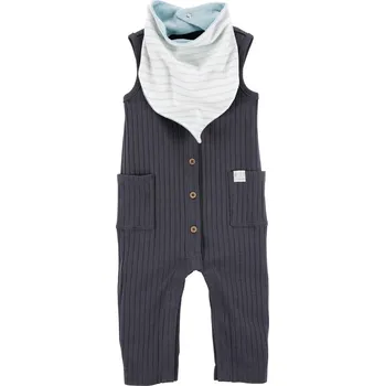 Kojenecká souprava CARTERS CARTER'S Set 2dílný overal bez rukávů, bryndáček Charcoal chlapec LBB PRE, vel. 46