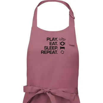 Kuchyňská zástěra Play Eat Sleep Repeat fotbal - Pánská zástěra na vaření - Univerzální velikost ( Starorůžová )