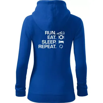 Dámská mikina Run eat sleep repeat - Dámská mikina trendy zipper s kapucí - 2XL ( Královská modrá )