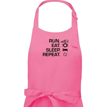 Kuchyňská zástěra Run eat sleep repeat - Dámská zástěra na vaření - Univerzální velikost ( Růžová )