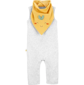 Bryndák CARTERS CARTER'S Set 2dílný overal bez rukávů, bryndáček Grey neutrál LBB 9m, vel. 74