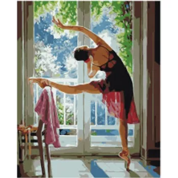Vikpap W3989 - malování podle čísel, plátno 30 × 40 cm - Baletka ve světle rána