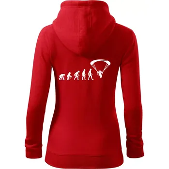 Dámská mikina Evoluce paramotor - Dámská mikina trendy zipper s kapucí - M ( Červená )