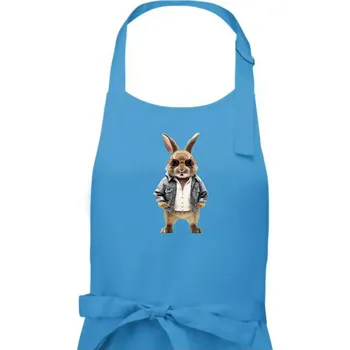 Kuchyňská zástěra Králík v bundičce - Pánská zástěra na vaření - Univerzální velikost ( Světlý tyrkys )