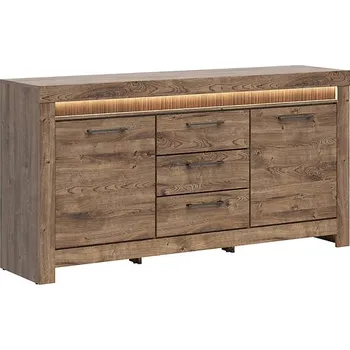 Komoda Komoda s dvířky a zásuvkami do obývacího pokoje Torin - Black Red White - BRW Dub Ribbeck / Hnědá 180x93 cm