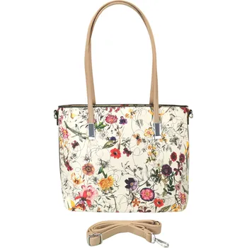 Kabelka Středně velká béžová kabelka s květinami Adria