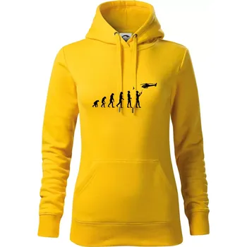 Dámská mikina Evoluce modeláře - Mikina dámská Cape s kapucí - S ( Žlutá )