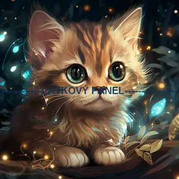 Látkový panel - Kočka - KČ-130 Velikost: 40x40cm, Materiál: Bavlna