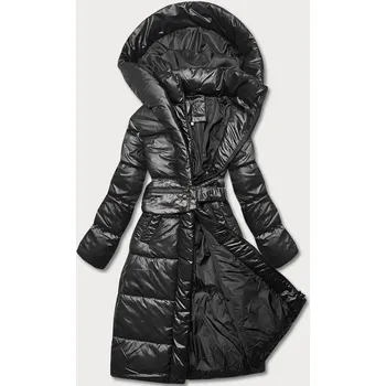 Černá vypasovaná zimní bunda s opaskem (l22-9869-1) odstíny černé XL (42)