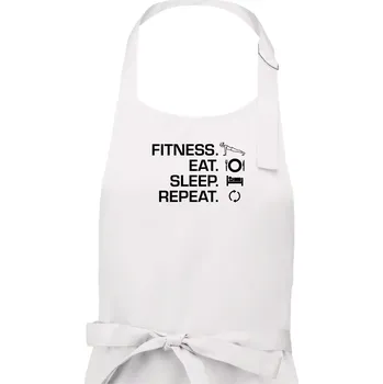 Kuchyňská zástěra Fitness Eat Sleep Repeat - Dámská zástěra na vaření - Univerzální velikost ( Bílá )