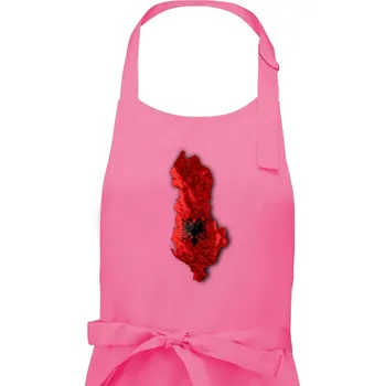 Kuchyňská zástěra Mapa Albánie reliéf hor - Dámská zástěra na vaření - Univerzální velikost ( Růžová )