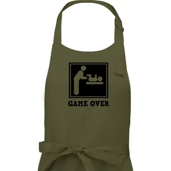Kuchyňská zástěra Game over miminko - Pánská zástěra na vaření - Univerzální velikost ( Khaki )