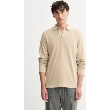 Bavlněné tričko s dlouhým rukávem Marc O'Polo 528223655004 béžová 80X, vel. S