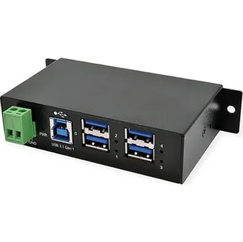 USB hub ExSys Spravovatelný USB hub 5Gbps USB3.0 B(F) -> 4x USB3.0 A(F), průmyslový, na DIN lištu (EX-1504HMS) - 15.06.3362