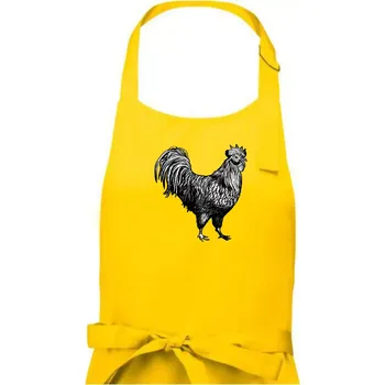 Kuchyňská zástěra Kohout kreslený černobílý - Dámská zástěra na vaření - Univerzální velikost ( Žlutá )