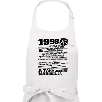 Kuchyňská zástěra 1998 v kostce - Pánská zástěra na vaření - Univerzální velikost ( Bílá )