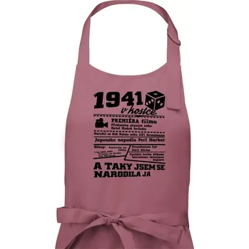 Kuchyňská zástěra 1941 v kostce - Dámská zástěra na vaření - Univerzální velikost ( Starorůžová )