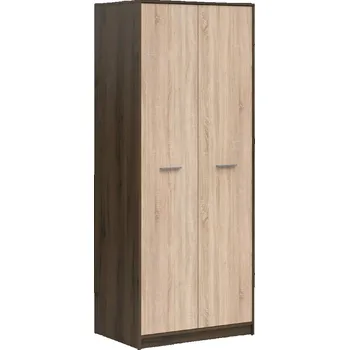 Šatní skříň Praktická dvoudveřová šatní skříň do dětského pokoje a předsíně Nepo Plus - Black Red White - BRW Dub Noble-Dub Sonoma 80x197 cm