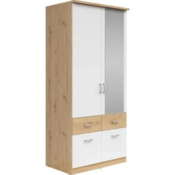 Šatní skříň Šatní skříň Brando - Black Red White - BRW Dub Artisan / Bílá 91x199 cm