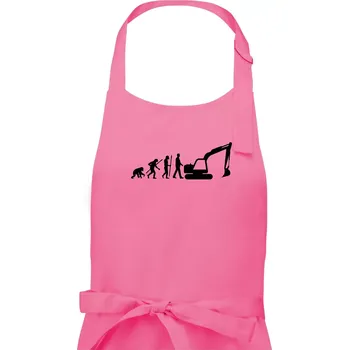 Kuchyňská zástěra Evoluce bagr velký - Pánská zástěra na vaření - Univerzální velikost ( Růžová )