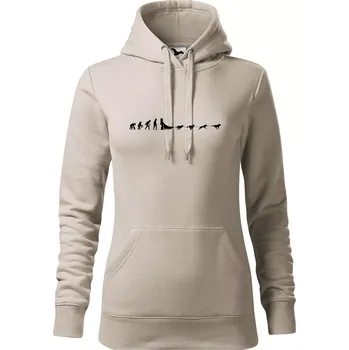 Dámská mikina Evoluce psí spřežení - Mikina dámská Cape s kapucí - M ( Ledově šedá )