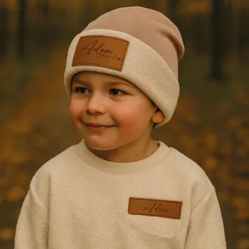 Kojenecká čepice Set dětské čepičky a mikiny z beránka Barva: Béžová, Velikost mikiny: 5 - 6 let, Velikost čepičky: 42 cm - 44 cm - 9 -12 měsíců