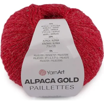 Příze Pletací příze Alpaca Gold s flitry 50 g - 4 (9307) červená