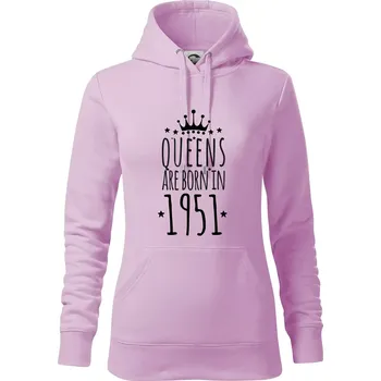 Dámská mikina Queens are born in 1951 - Mikina dámská Cape s kapucí - XS ( Orchid )