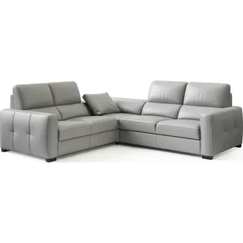 Sedací souprava Rohová sedací souprava levá pro každodenní spaní s nízkým rohovým prvkem a dvojitým elektricky výsuvným sedákem Leonardo - Bydgoskie Meble m 612 grigio, Wenge 255x98 cm