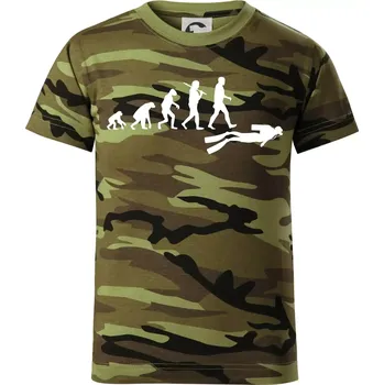 Evoluce potápění - Dětské maskáčové triko - 104-110cm / 3-4 roky ( Zelený maskáč )