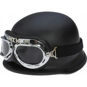 Helma na motorku MOTOCYKLOVÁ PŘILBA HELMA NĚMECKÁ RETRO ČERNÁ OŘECH / KOKOSKA NĚMECKÉHO STYLU Černá Uni