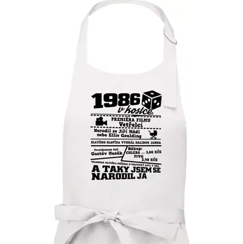 Kuchyňská zástěra 1986 v kostce - Pánská zástěra na vaření - Univerzální velikost ( Bílá )
