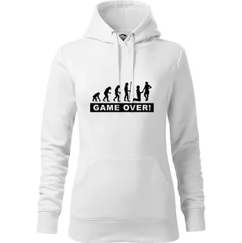 Dámská mikina Game over evoluce - Mikina dámská Cape s kapucí - S ( Bílá )