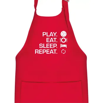 Kuchyňská zástěra Play Eat Sleep Repeat volejbal - Dětská zástěra na vaření - Univerzální velikost ( Červená )