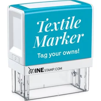 COLOP MINE - samobarvící textilní razítko (modrý strojek-černý otisk)