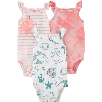 Kojenecký body CARTERS CARTER'S Body bez rukávů Pink Ocean holka 3ks 6m