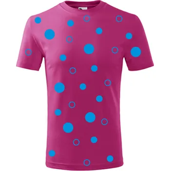 Purpurové dětské tričko s modrými kuličkami - dárek pro holčičku - barva purpurová - velikost 6let