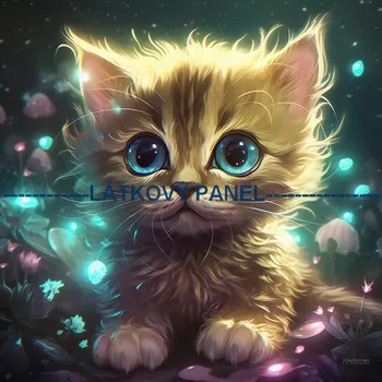 Látkový panel - Kočka - KČ-124 Velikost: 20x20cm, Materiál: Kočárkovina