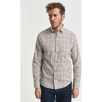 Pánské oblečení KOŠILE GANT REG TWILL CHECK SHIRT MAHOGANY BROWN