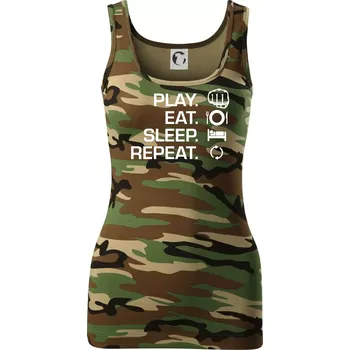 Dámské tričko MMA eat sleep repeat - Dámské Maskáčové tílko - XL ( Hnědý maskáč )