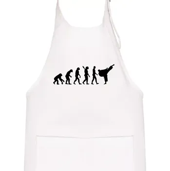 Kuchyňská zástěra Karate Evoluce - kop - Dětská zástěra na vaření - Univerzální velikost ( Bílá )