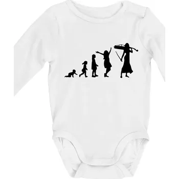 Evoluce cellistka - Body kojenecké s dlouhým rukávem - Dlouhý r. 3-6 měs ( Bílá )