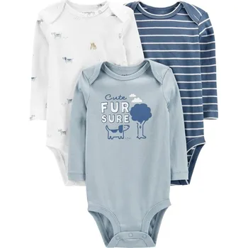 Kojenecký body CARTERS CARTER'S Body dlouhý rukáv Blue Dogs kluk LBB 3ks NB/vel. 56