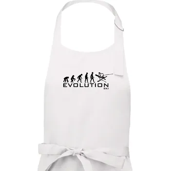 Kuchyňská zástěra Evoluce lyžování - Dámská zástěra na vaření - Univerzální velikost ( Bílá )