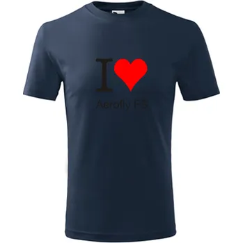 Chlapecké tričko Tmavě modré dětské tričko I love Aerofly FS - barva tmavě modrá - velikost 6let