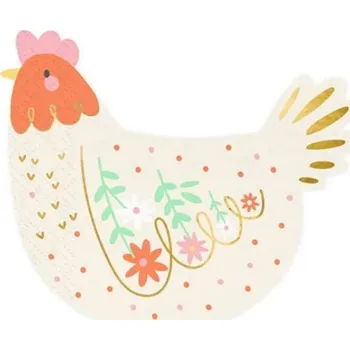 Papírový ubrousek PartyDeco Velikonoční ubrousky - papírové Slepička 20 ks