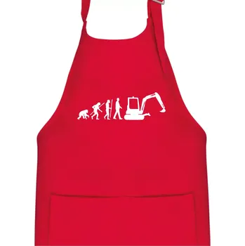 Kuchyňská zástěra Evoluce bagr malý - Dětská zástěra na vaření - Univerzální velikost ( Červená )