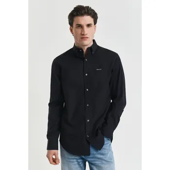 Pánské oblečení KOŠILE GANT REG PINPOINT OXFORD SHIRT BLACK